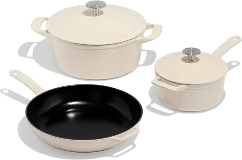 Miniatura 8 de Made In Utensilios de cocina – Juego de 5 piezas de hierro fundido esmaltado – Azul – Incluye horno holandés con tapa, sartén y cacerola con tapa