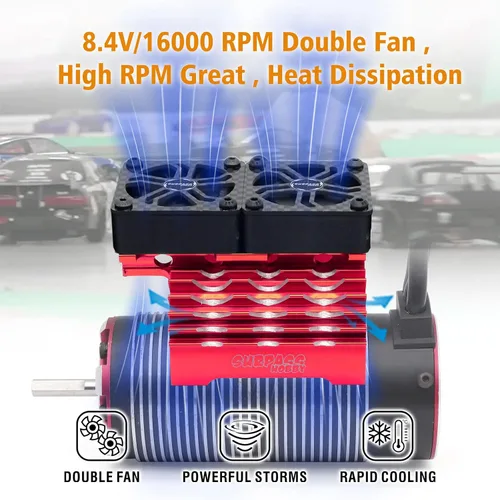Miniatura 4 de Ventiladores de refrigeración RC de 16000 RPM, ventiladores de refrigeración de motor de coche dual de 1.575 in con disipador de calor de metal