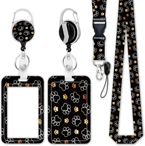 Soporte para tarjeta de identificación con cordón, clip retráctil para carrete de identificación para enfermera, médico, correa de cordón Estampado