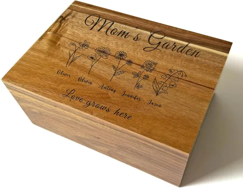 Miniatura 32 de Caja de madera grabada personalizada grande – Caja de recuerdo de madera de acacia con mensaje oculto personalizado, cajas de memoria de nogal