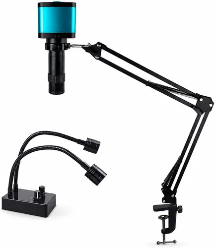 Miniatura 3 de Brazo de microscopio ajustable 130x Zoom C Mount Lens Camera Light, 48MP 4K 1080P HDMI USB Cámara digital de video industrial Montaje en microscopio