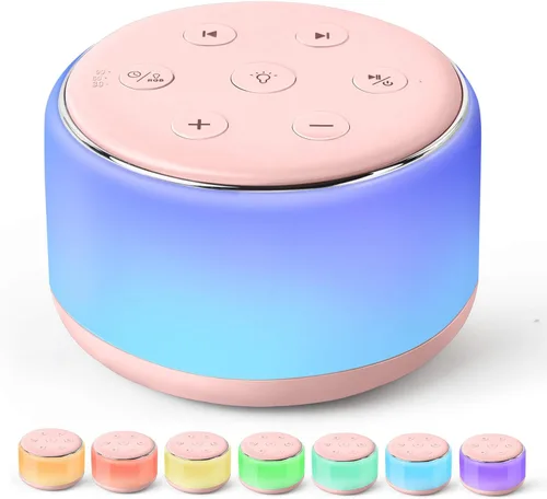 Miniatura 11 de FamiSym Máquina de Ruido Blanco para Bebé para Dormir con Luz Nocturna – 34 Sonidos Relajantes, Máquina de Ruido Blanco Recargable para Niños