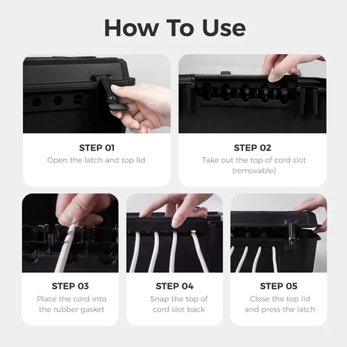 Miniatura 8 de WELKIN Caja Eléctrica Resistente para Exteriores (15.3 * 8.9 * 5.4 pulgadas), Cubierta de Cable de Extensión Impermeable Resistente a la Intemperie