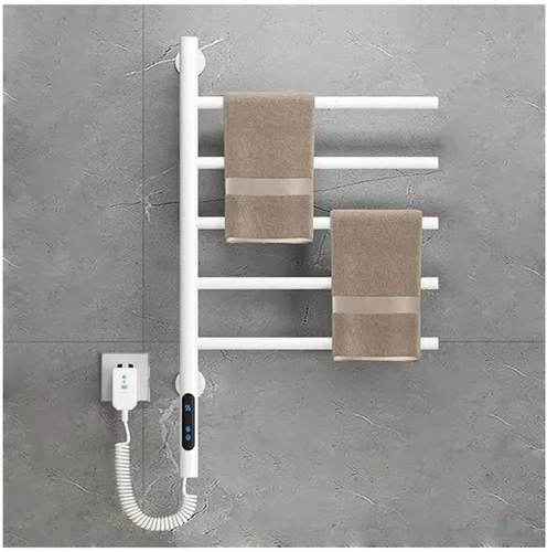 Miniatura 9 de Toallero eléctrico con calefacción, calentador de toallas giratorio montado en la pared, calentador de toallas de acero inoxidable, 5 barras