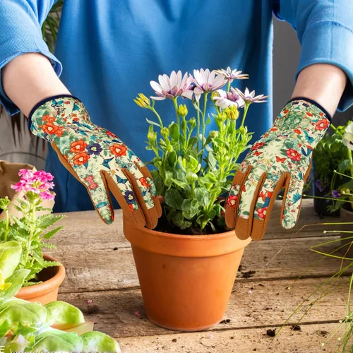 Miniatura 6 de Guantes de jardinería de cuero para mujer, guantes de jardín a prueba de espinas, guantes de trabajo para pantalla táctil, regalos ColorJ