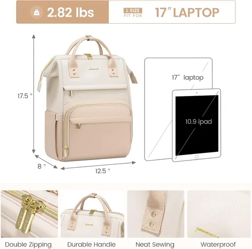 Miniatura 5 de LOVEVOOK - Mochila para laptop para mujer, mochila de moda para mujer.., 17 pulg.