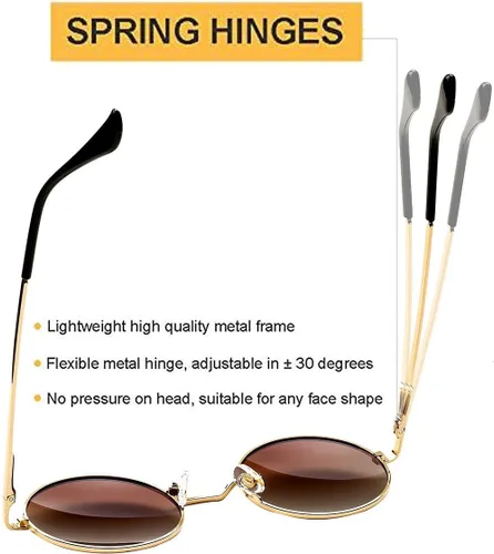 Miniatura 6 de PORADAY Circle Lennon - Gafas de sol polarizadas redondas retro, estilo hippie, gafas de sol de círculo pequeño