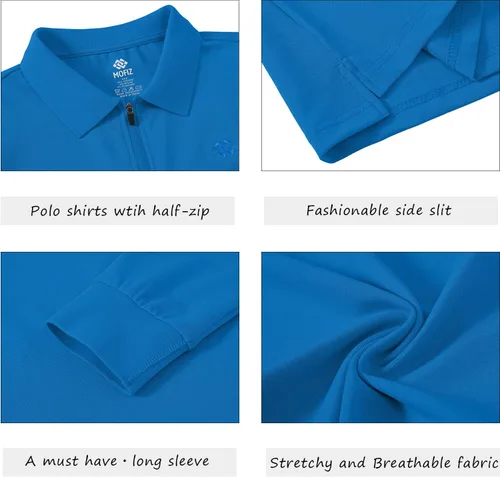 Miniatura 19 de JINSHI Polo de golf para mujer, de manga larga, con cremallera, deportiva, de secado rápido, atlética, casual, ajustada