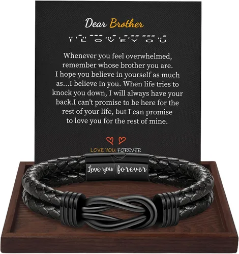 Miniatura 22 de BTYSUN Regalos para hombres, regalos del día de San Valentín para él, novio, marido, adolescentes, pulseras de cuero para hombres, regalos de amor