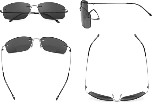 Miniatura 2 de Eyekepper Lentes de sol bifocales sin marco, para mujeres y hombres, ligeros, sin marco, para leer bajo el sol Lente Gunmetal/Gris