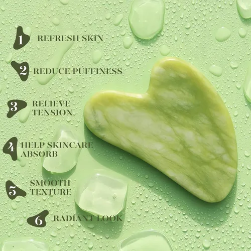 Miniatura 5 de BAIMEI IcyMe Gua Sha y rodillo de jade - Herramientas faciales, rodillo facial y juego de Gua Sha para reducir la hinchazón y el enrojecimiento
