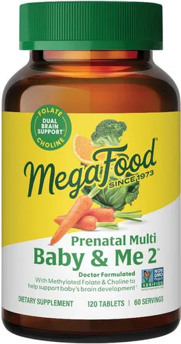 Miniatura 10 de Nutrientes clave vitales para apoyo prenatal tanto de la madre como el bebé Baby & Me 2, MegaFood, 60, 1, 1