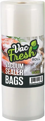 Vac Fresh Food - Rollos selladores al vacío (8 pulgadas x 50 pies, 1 rollo), bolsas de almacenamiento de alimentos en relieve VF850 de 3.5 mil,