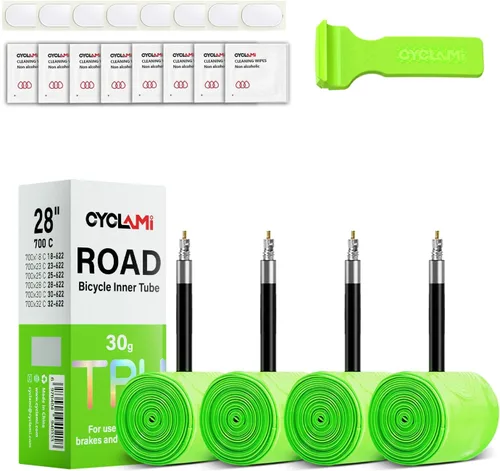 Miniatura 9 de 1/4-Pack CYCLAMI TPU Inner Tubes 700 x 18-32c 700c Inner Tubes Ultralight 30g Bike Tube with 45mm/65mm/85mm Presta Valve for Road Bike Tubes(Include