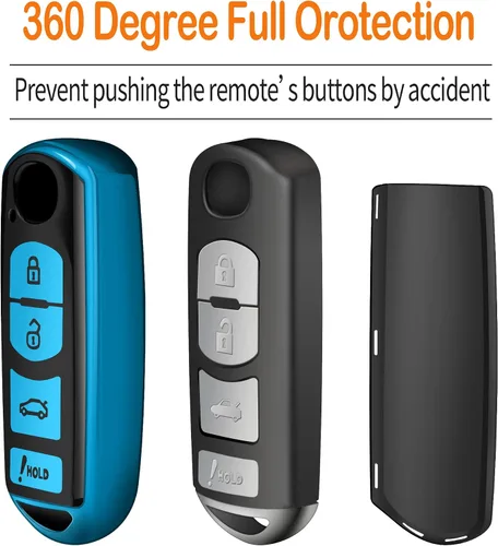 Miniatura 3 de Funda para llavero Mazda con llavero blando de protección completa Compatible con Mazda 3 6 8 Miata MX-5 CX-5 CX-9 (Azul)