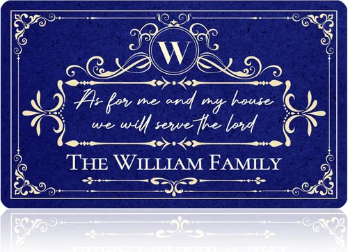 Miniatura 29 de Tapete personalizado de bienvenida para el hogar familiar, tapete personalizado para interiores y exteriores con tu entrada de texto para casa, C