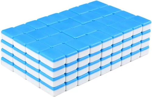 Miniatura 2 de Mahjong de 144 azulejos, mini juego de mahjong, juego de mahjong chino profesional, mini mahjong de viaje para viajes, azul