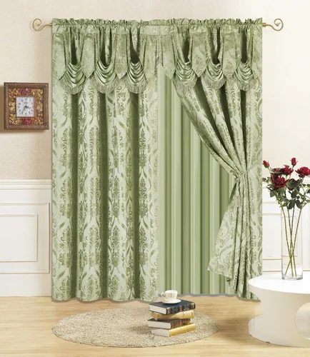 Miniatura 18 de All American Collection Nuevo juego de cortinas de 4 piezas con cenefa adjunta y transparente con 2 alzapaños incluidos