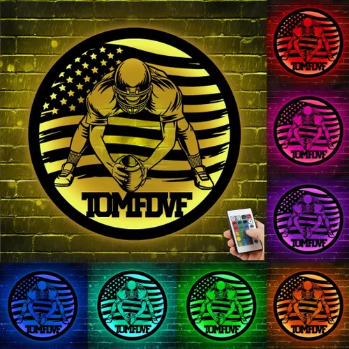 Miniatura 4 de Letrero de metal personalizado para jugador de fútbol con luz LED, nombre y número personalizado, arte de pared de fútbol, letrero de neón