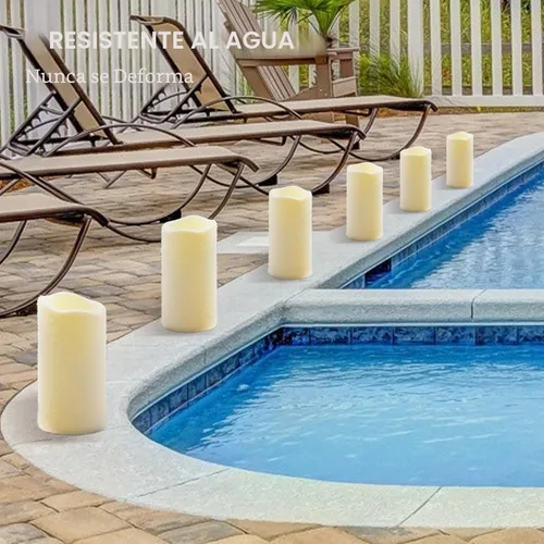 Miniatura 3 de Paquete de 2 velas de plástico sin llama para exteriores con control remoto y temporizador, velas LED parpadeantes que funcionan