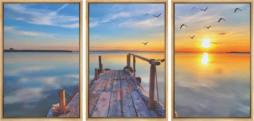 Miniatura 29 de NWT Juego de Arte de Pared de Lienzo Enmarcado Bosque Blanco y Negro Reflejo de Lago Paisaje Naturaleza Vida Silvestre Arte de Fotografía Rústico