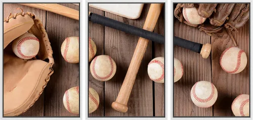 Miniatura 32 de wall26 Lienzo enmarcado para pared, juego de arte de primer plano, detalles de costuras de béisbol, atletas deportivos, fotografía, moderno