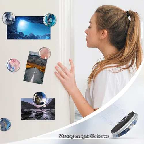 Miniatura 6 de Qualsen Imanes para nevera, imanes decorativos de vidrio, bonitos imanes fuertes para refrigerador, pizarra blanca, casillero, aula, cocina, oficina