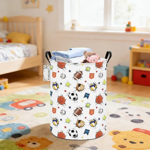 Miniatura 2 de Cesta de almacenamiento, cesta de lona plegable con revestimiento de polietileno impermeable, cestas de almacenamiento grandes para niños y niñas