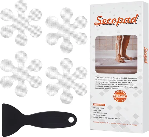 Miniatura 9 de Secopad Calcomanías Antideslizantes para Bañera, 12 PCS Bandas de Seguridad Grises para Ducha Adhesivas con Raspador Premium