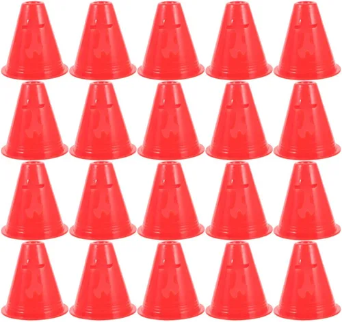 ABOOFAN 20 conos pequeños de entrenamiento de agilidad para fútbol, fútbol, patinaje sobre ruedas, marcadores de plástico para taladros, carreras de