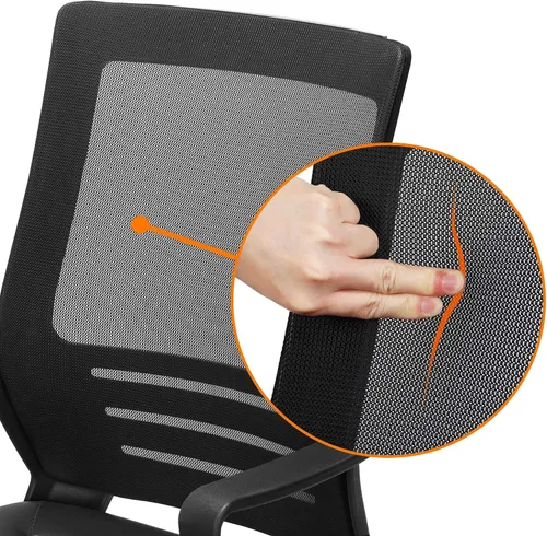 Miniatura 8 de Yaheetech Silla de oficina de malla con respaldo medio con asiento de cuero, silla ejecutiva para computadora de oficina con reposabrazos y soporte