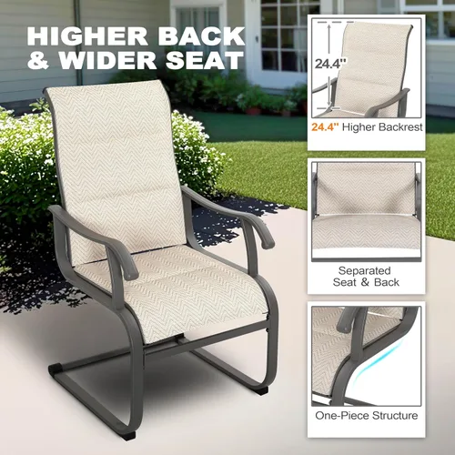 Miniatura 6 de NUU GARDEN Patio Dining Chairs Set of 2, Outdoor Textilene Chairs with High Back and Breathable Seat, for Garden Deck Backyard Porch, Grayish Beige