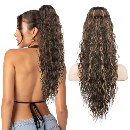 Miniatura 21 de SEIKEA 10" Extensión de Cola de Caballo Corta con Destacado de Garra, PT001 Ella Cabello Ondulado y Rizado Grueso, Clip de Mandíbula