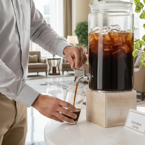 Miniatura 6 de Dispensador de bebidas de vidrio de 2 galones con boquilla para fiestas, soporte hermético alto y hermético para servir bebidas estilo masón