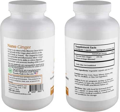 Miniatura 2 de One Planet Nutrition Nano Ginger Root - Cápsulas vegetales de 250 mg (120 porciones), extracto de raíz de jengibre puro, nano para una absorción