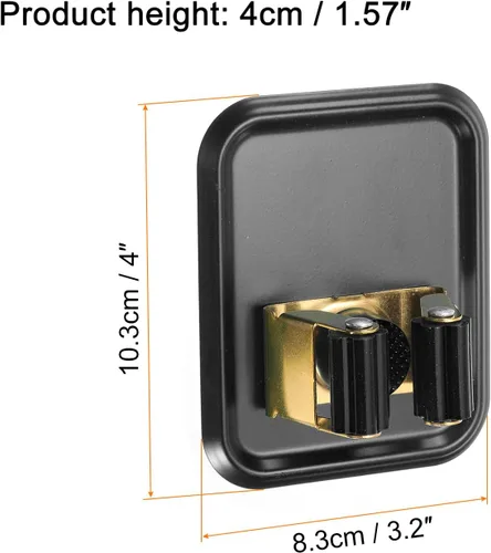 Miniatura 2 de uxcell Soporte de pared para escoba de trapeador, 4 unidades, acero inoxidable 304, organizador de escobas para trapeador, colgador de escoba Negro