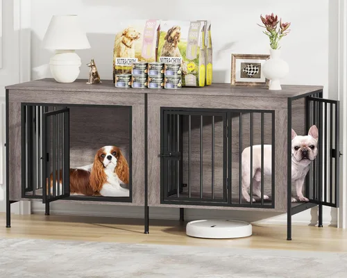 Miniatura 16 de EasyCom Mueble de jaula para perros para 1 o 2 perros, jaulas resistentes para perros individuales/dobles para perros pequeños, medianos y grandes