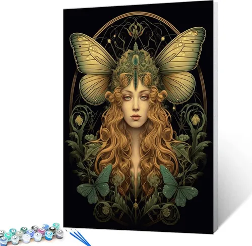 Miniatura 29 de Tucocoo Kit de pintura por números con pinceles y pigmento acrílico sobre lienzo para adultos, estrellas de luna, estilo creativo, proyectos