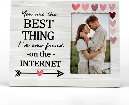 FONDCANYON Eres lo mejor que he encontrado en el marco de fotos de Internet,Romántico Fechado Regalos Cumpleaños San Valentín Regalos para pareja,