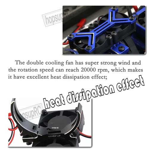 Miniatura 6 de Ventilador de refrigeración de motor 3660 540 550 con montaje ajustable de 1.417-1.496 in, parte para 1/10 Slash SCX10 TRX4, ventiladores dobles