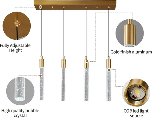 Miniatura 7 de Iluminación moderna para isla de cocina, lámpara colgante de isla de cocina, regulable, LED, acabado de latón dorado, mini iluminación colgante