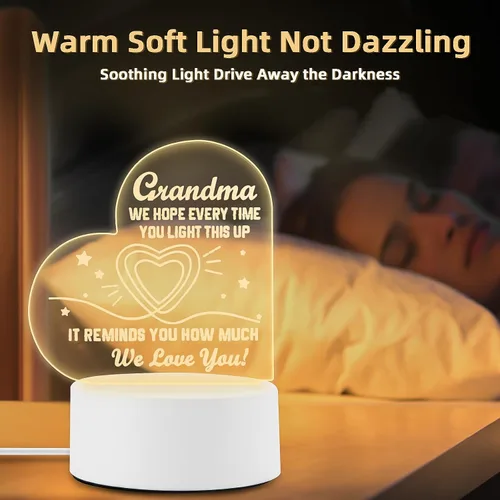 Miniatura 6 de Regalos Bestview para abuela - Delicados regalos de cumpleaños para abuela de nietos - Luz nocturna acrílica LED lámpara de noche para cama