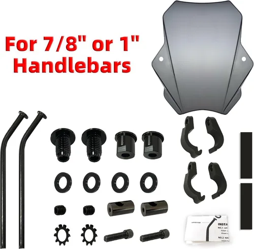 Miniatura 2 de FATECIM Parabrisas de motocicleta ahumado de 15.5", parabrisas deflector de viento universal para motocicleta para Harley Davidson Honda Kawasaki