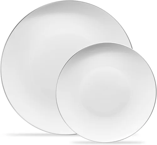 Miniatura 21 de Plasticpro - Juego de platos combinados de 32 piezas que incluye platos de 16 a 7 pulgadas y platos negros de 16 a 10 pulgadas con borde plateado