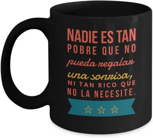 Taza Cafe Sonrisa Vaso, taza de café divertidas, tazas personalizadas, taza de café inspiradoras, taza con mensajes positivos., 11onza