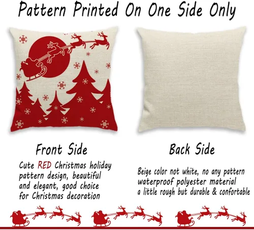 Miniatura 5 de JOJOGOGO Juego de 4 fundas de almohada rojas de copo de nieve de 18 x 18 pulgadas, almohadas decorativas Let It Snow de 18 x 18 pulgadas