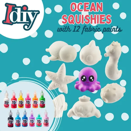 Miniatura 2 de Idiy Kit de manualidades Jumbo Squishy Toys (paquete de 8 animales marinos) – Pinta tus propios Squishies de levantamiento lento DIY Ocean Art Set