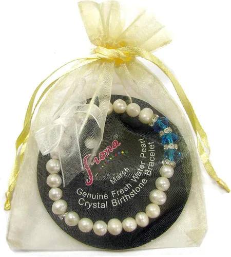 Miniatura 3 de Linpeng Elegante pulsera de piedra natal de perlas cultivadas de agua dulce para mujer, turquesa, 7 5 pulgadas de EE. UU