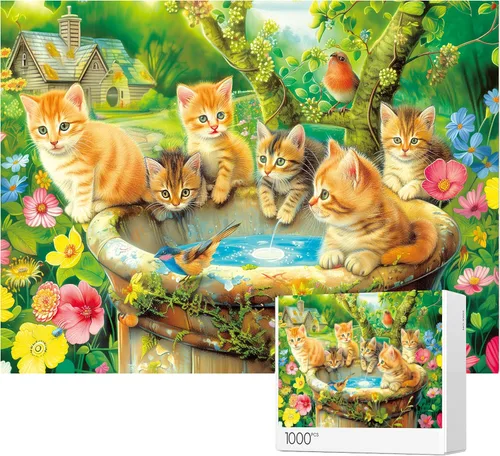 Miniatura 8 de Rompecabezas para adultos, 1000 piezas Rompecabezas Paraíso Animal, Pintura de Dibujos Animados Rompecabezas Desafiantes para Noches