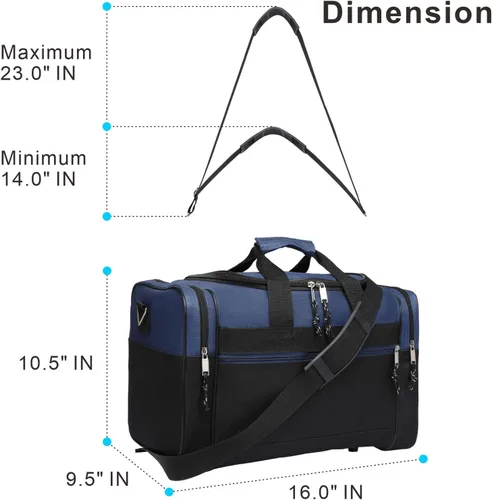Miniatura 2 de AirBuyW Bolsa de lona de 16 pulgadas, de viaje, para fin de semana, para deporte, gimnasio, correa ajustable para hombres y mujeres, Azul Real